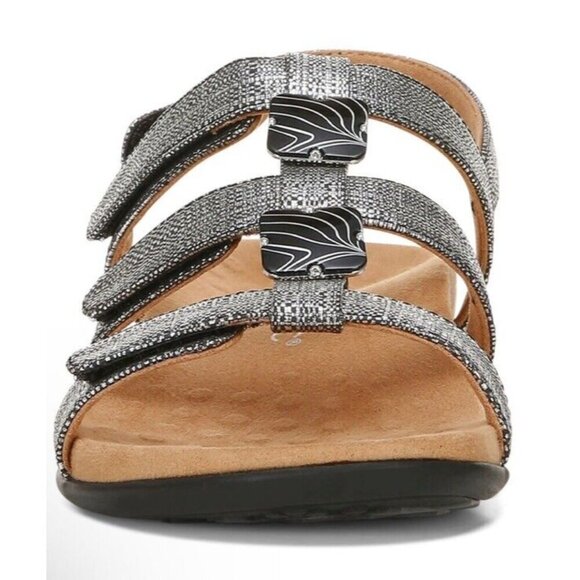 Vionic Sandal Womens 6 Wide Amber Black Metallic Adjustable Sandal New - Picture 2 of 7